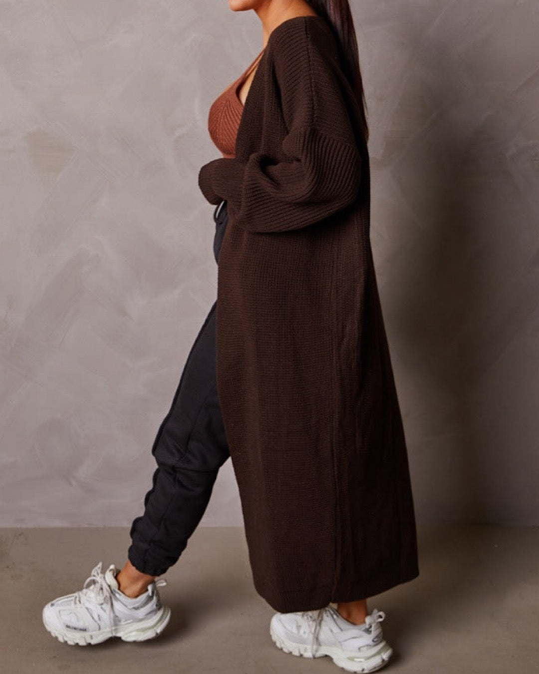 Brown Oversized Maxi Cardigan