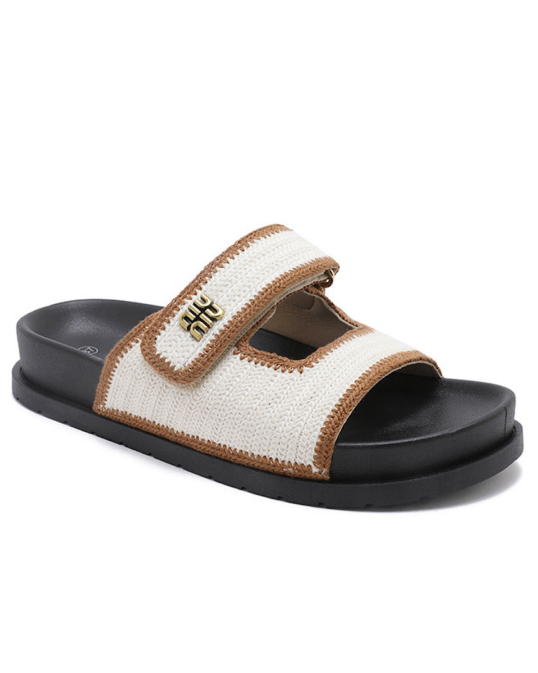 PRE ORDER FOR MONDAY Beige Brown Woven Slider Sandals
