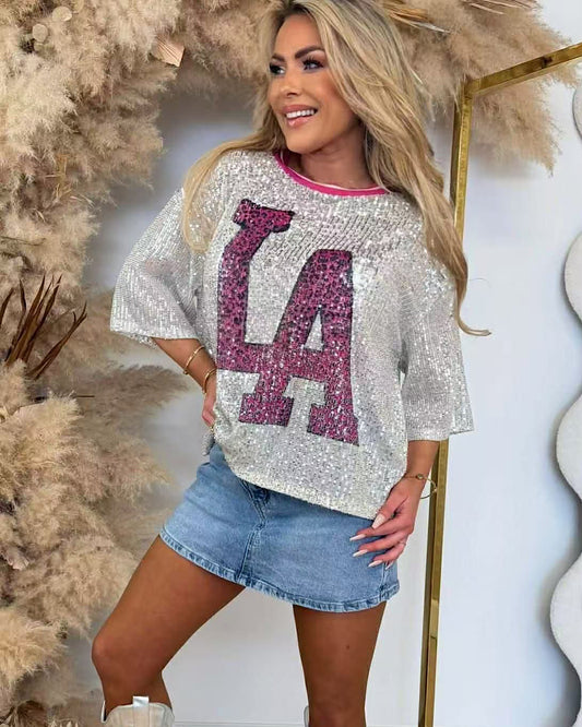 LA Pink Sequin Top