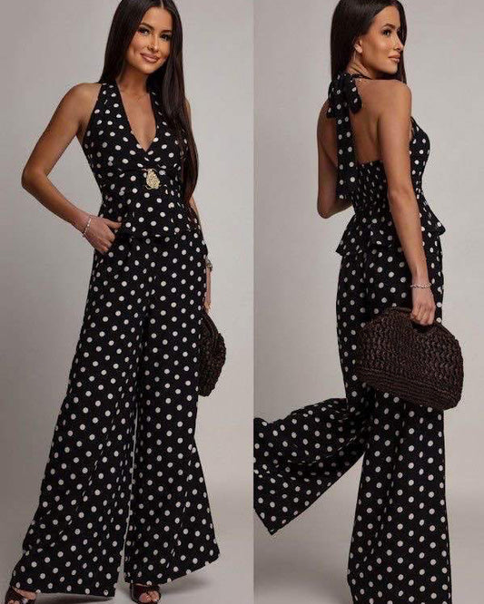 Polka Halter Top & Trousers Set