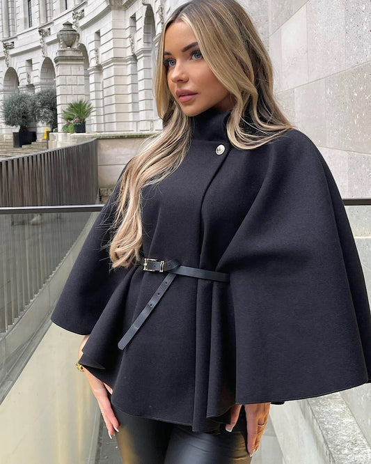 Black Belted Cape Poncho