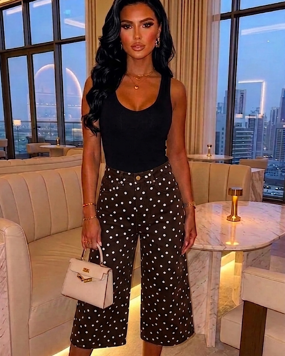 Chocolate Polka Bermuda Jeans