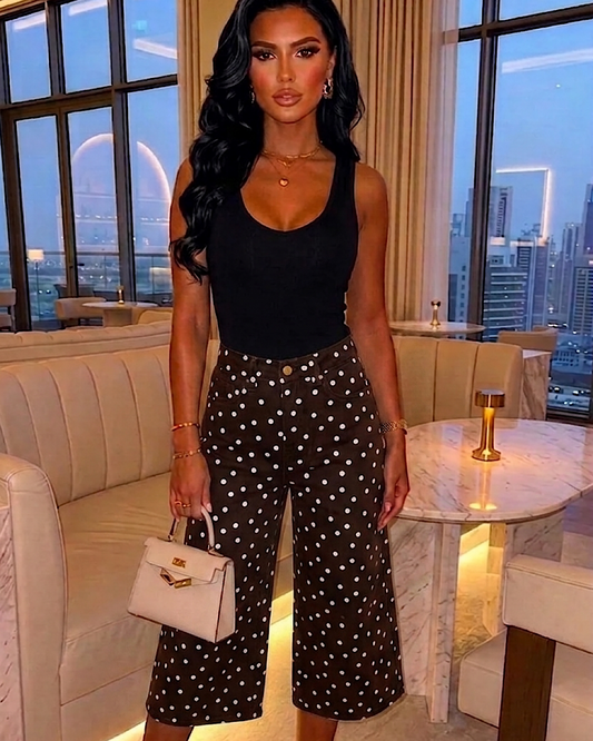 Chocolate Polka Bermuda Jeans