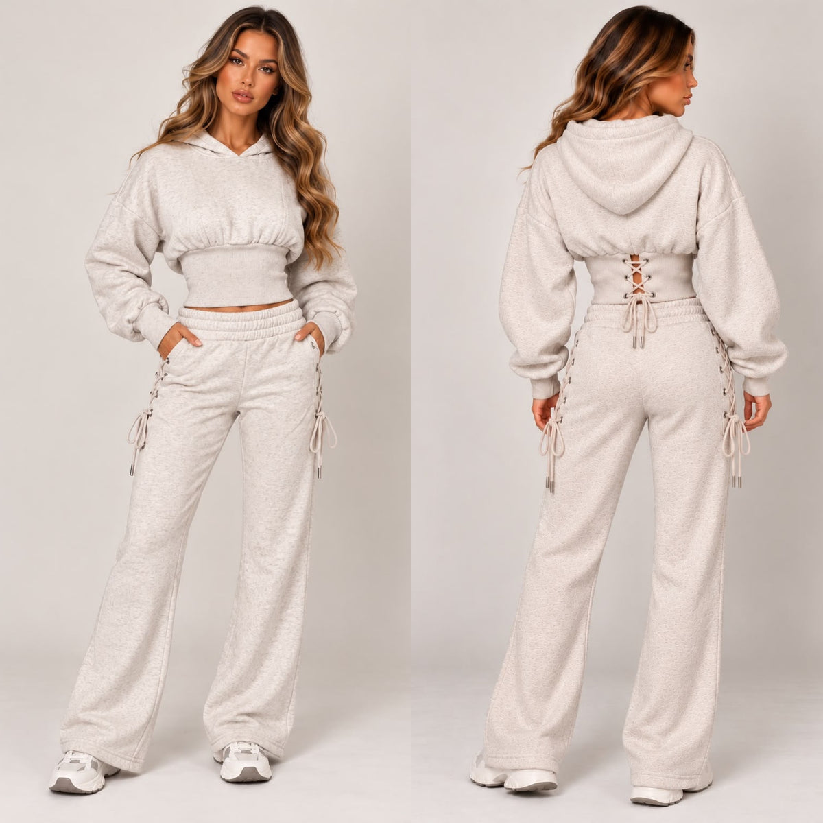 Beige Hooded Corset Suit