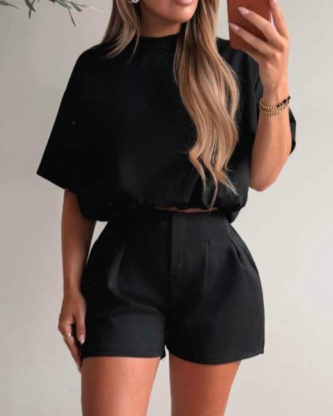 Black Tee & Shorts Set
