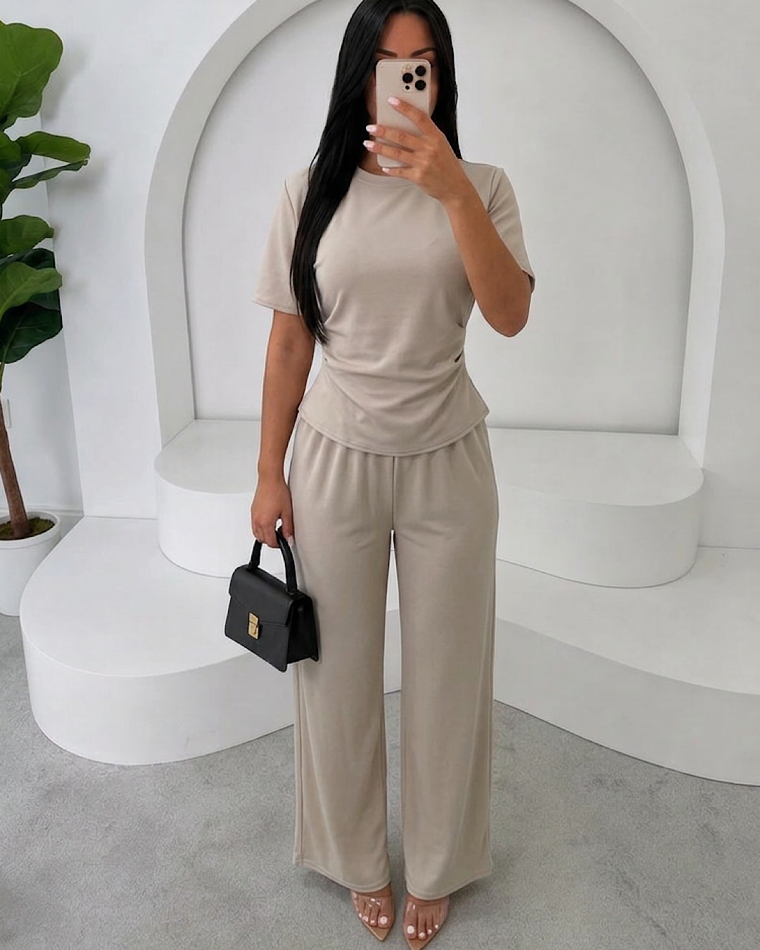 Beige Top and Trousers Co Ord Suit