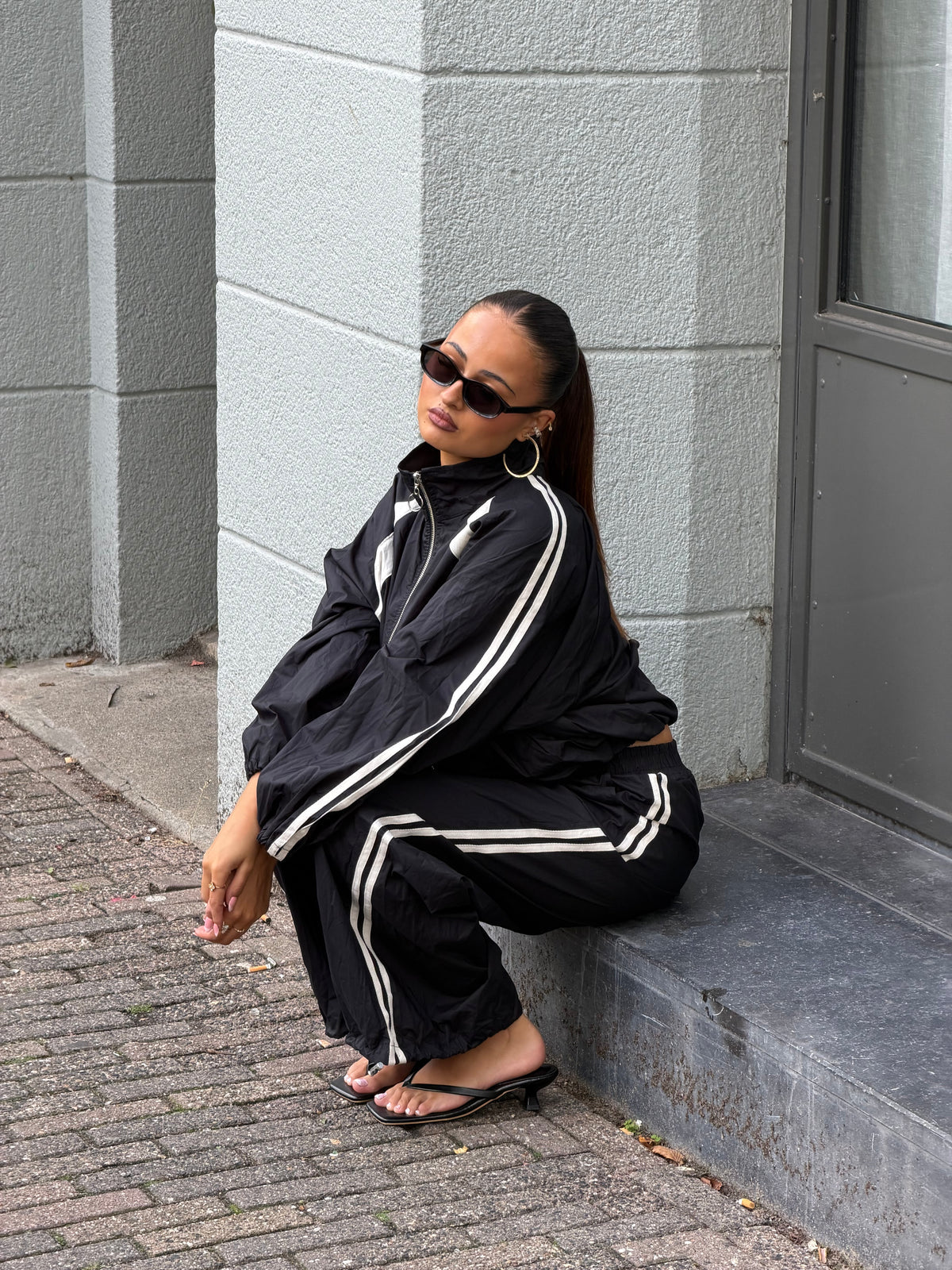 Black Windbreaker Tracksuit