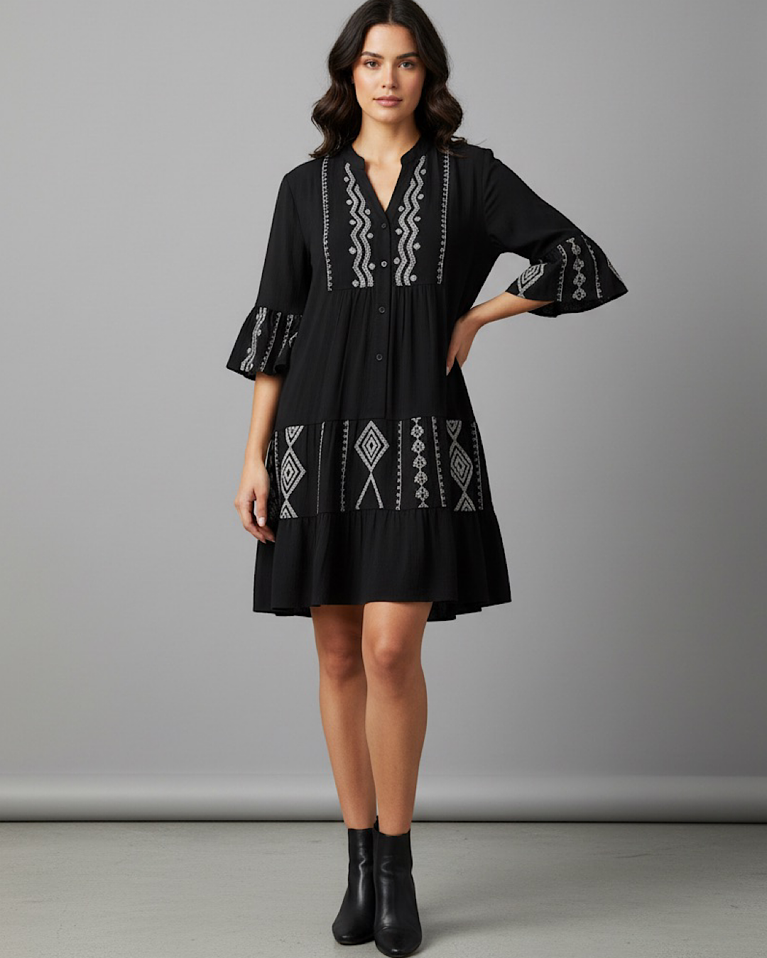 Black Printed Tunic Dress