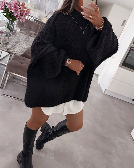 Black Oversized Knit Dress