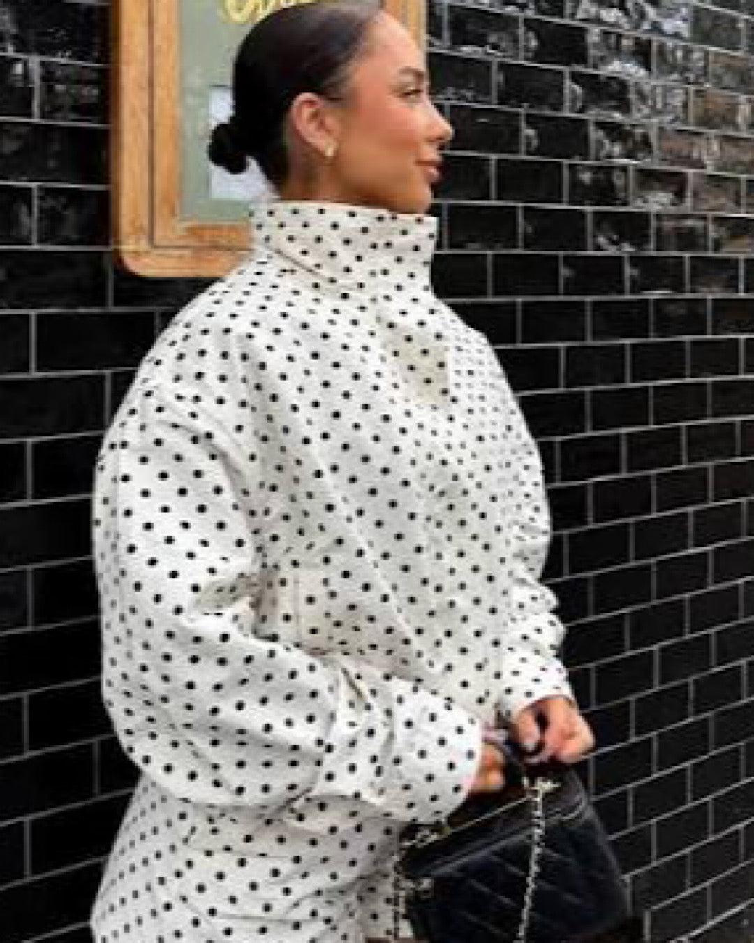White High Neck Polka Jacket
