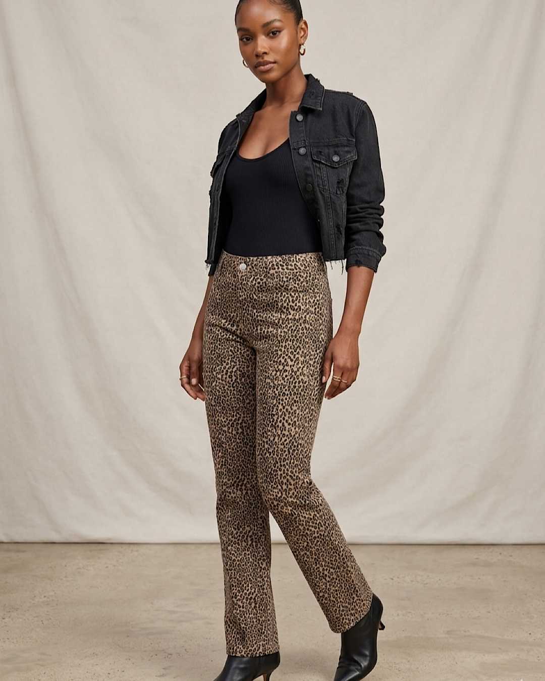Wide Leg Leopard Jeans