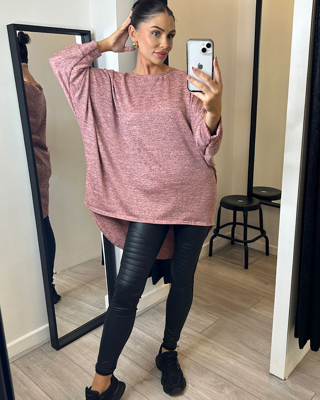 Pink Oversized Batwing Knit