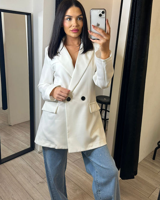 White Double Breasted Blazer