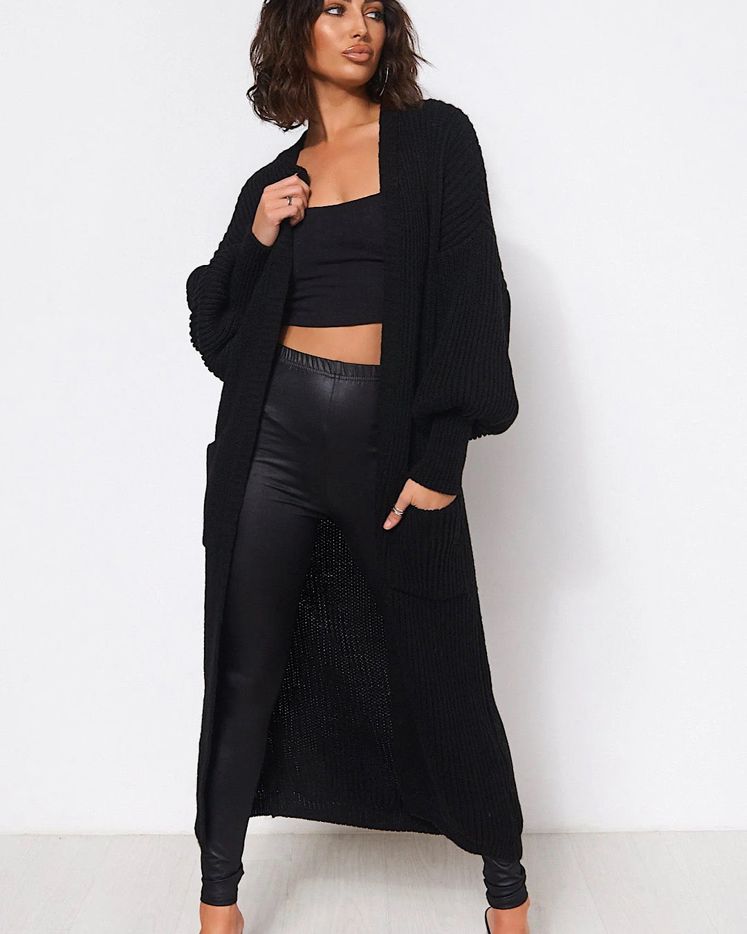 Black Oversized Maxi Cardigan