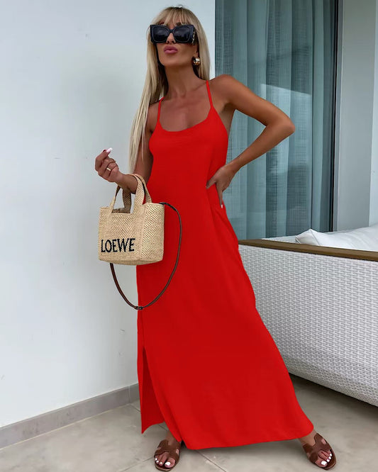 Red Cami Maxi Dress