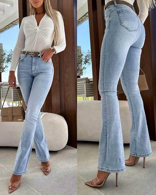 Stretch Flared Light Blue Jeans