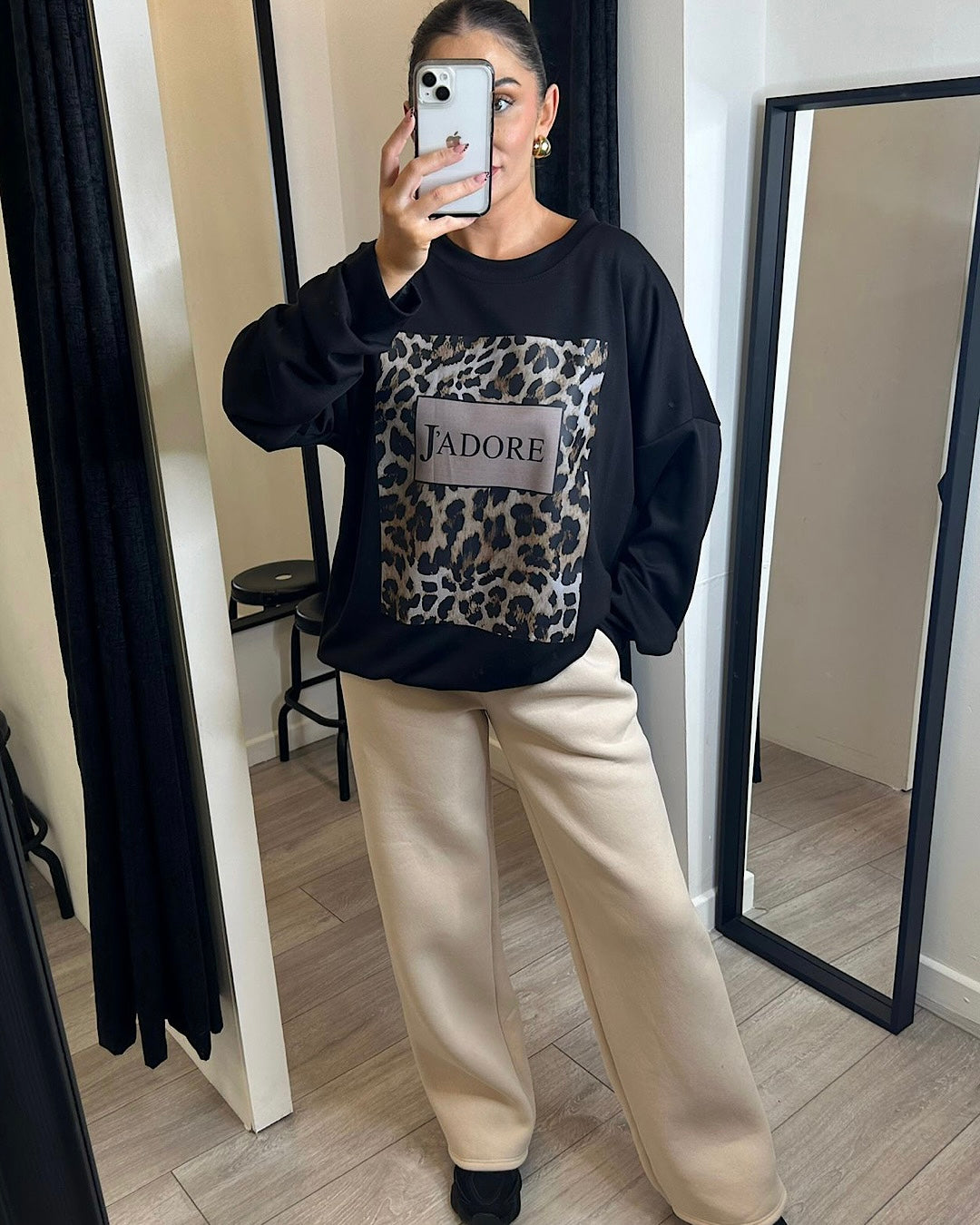 Black J’Adore Animal Print Sweat