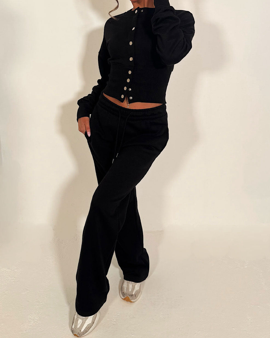 Black Corset Sweat and Joggers Suit