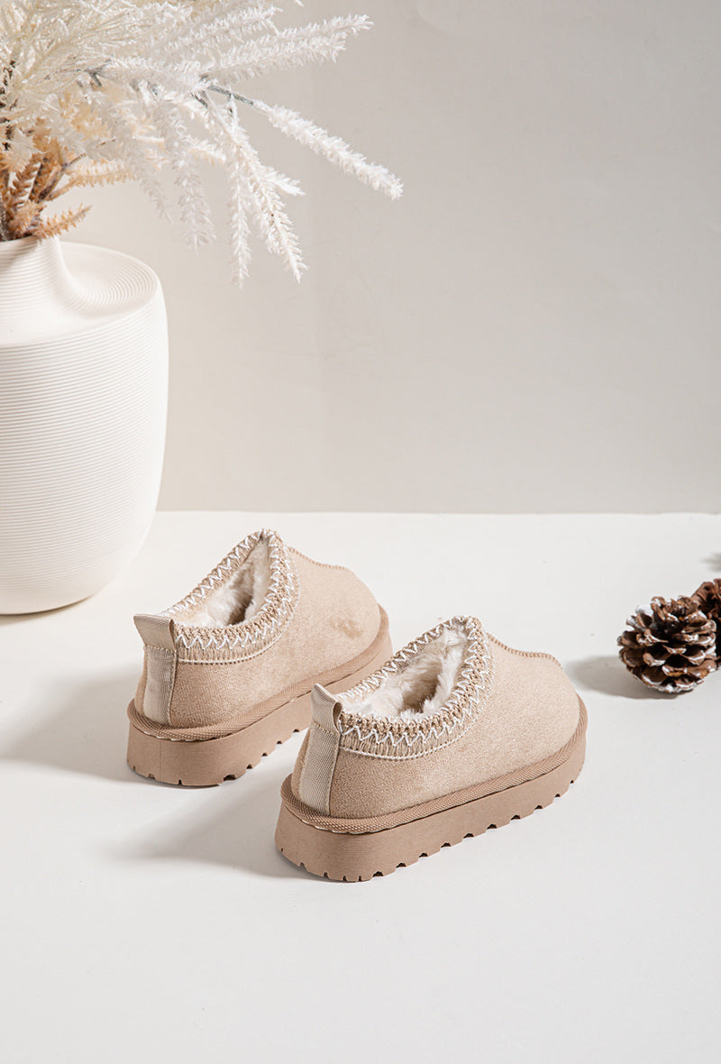 Kids Beige Faux Suede Boots