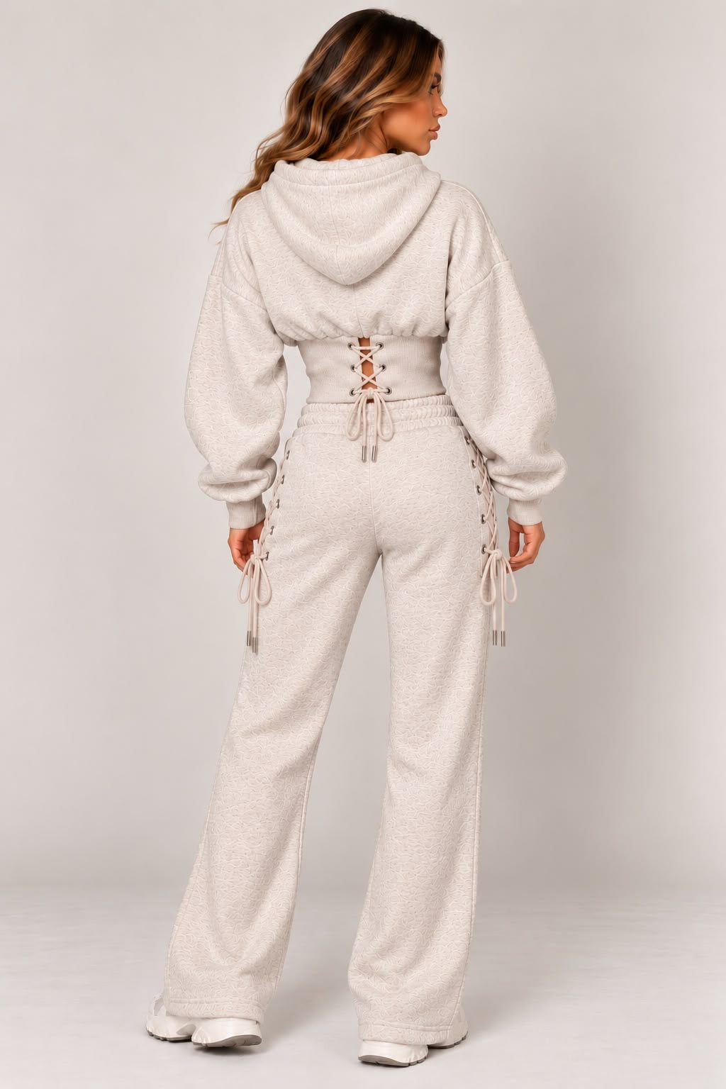 Beige Hooded Corset Suit