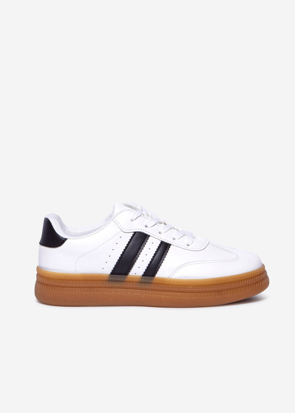 White Black Gum Sole Trainers