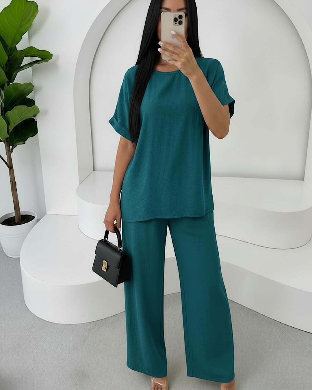 Teal Top and Trousers Co Ord Suit