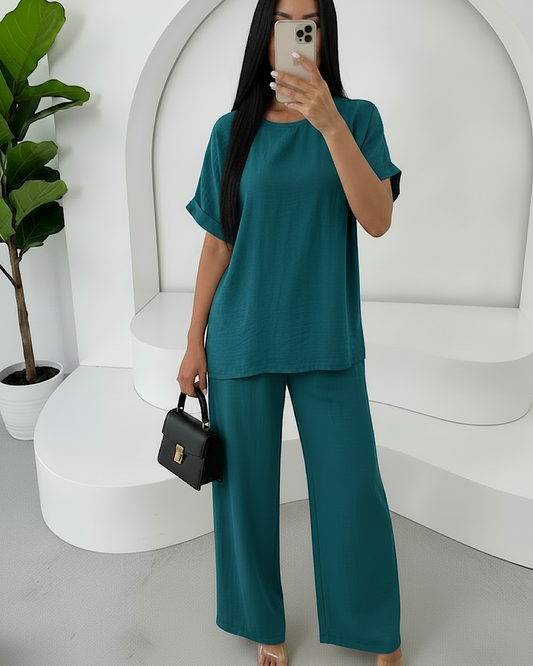 Teal Top and Trousers Co Ord Suit
