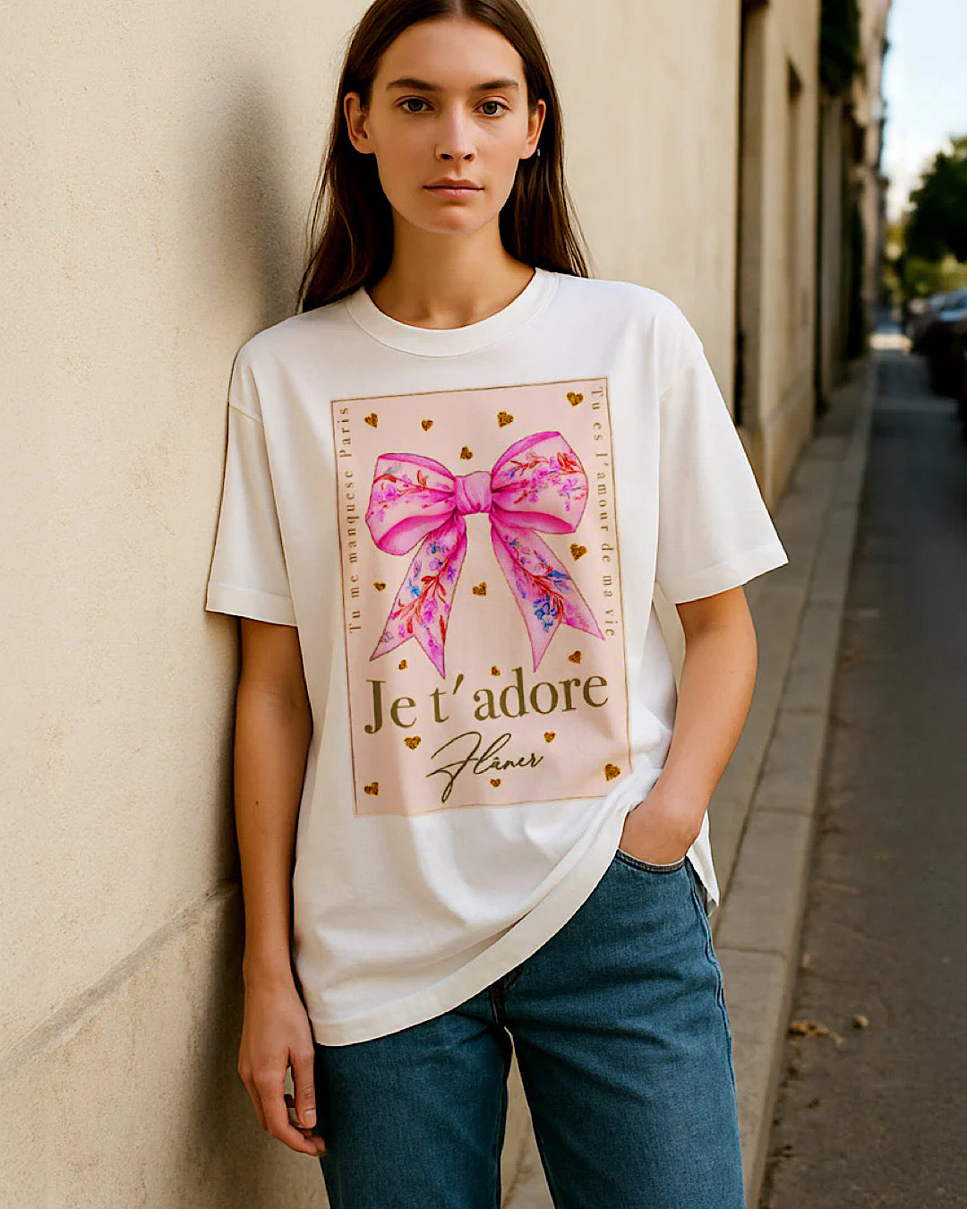 White Je t’adore Print Tee