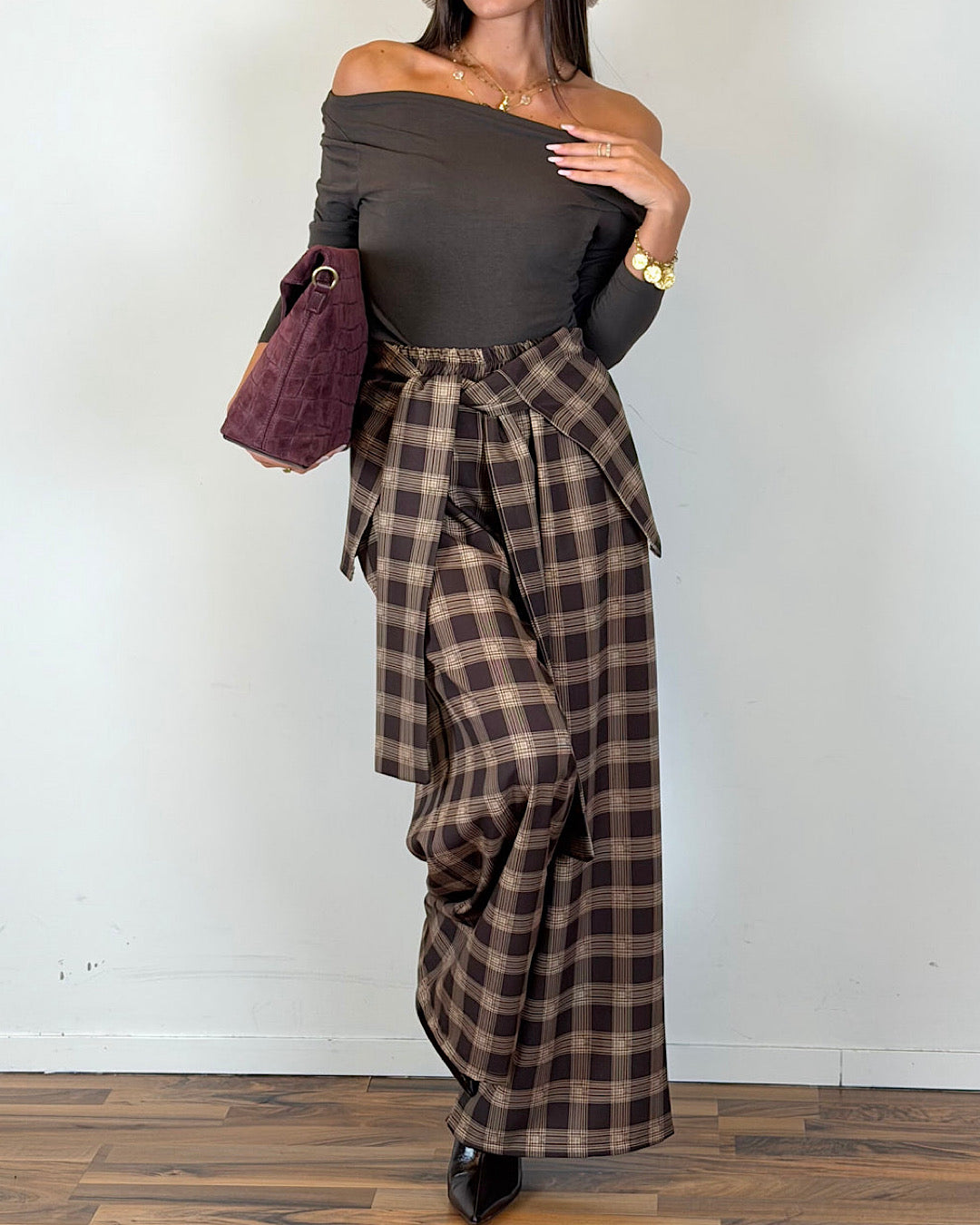 Brown Check Trousers