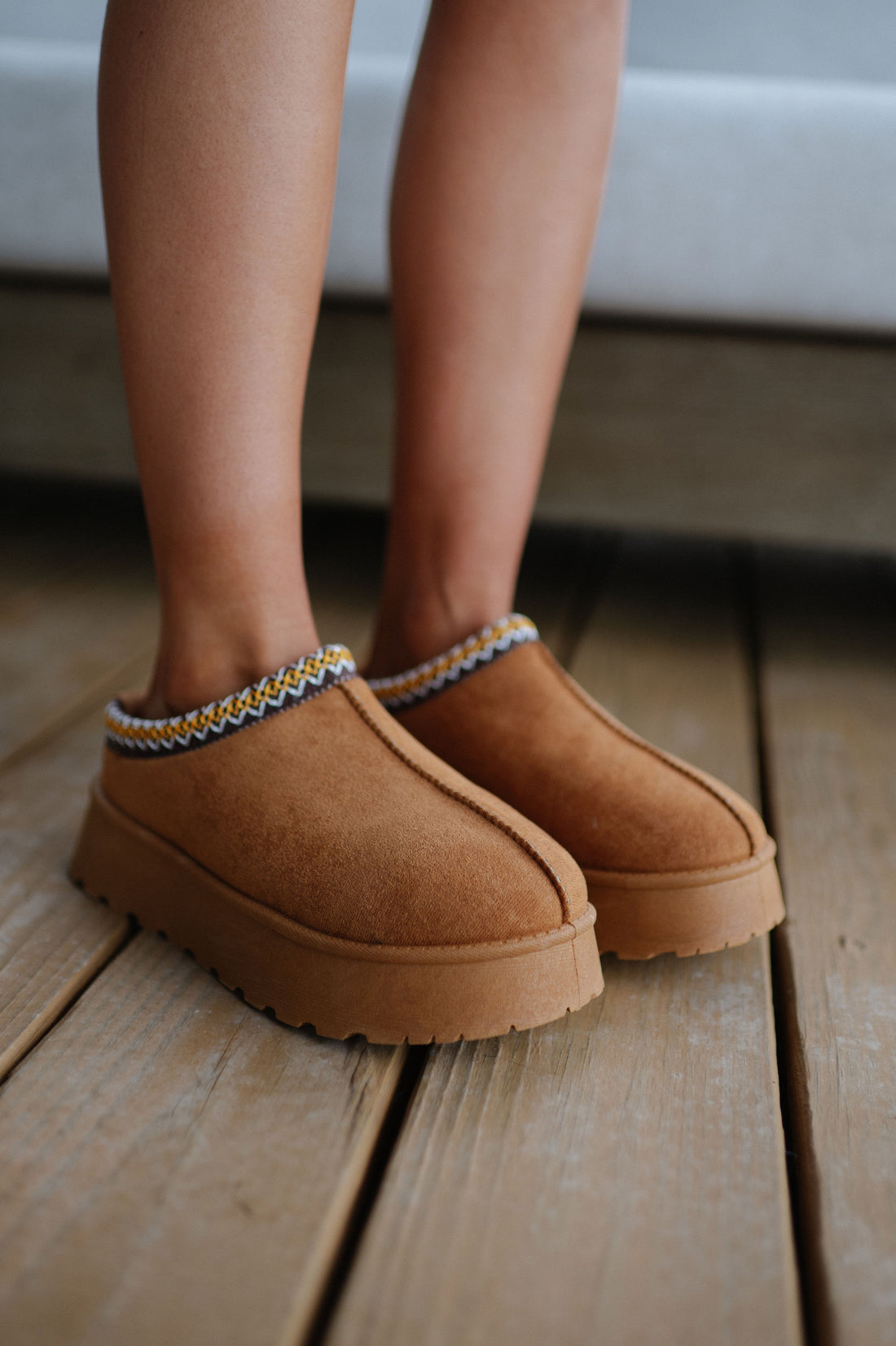 Camel Faux Suede Platform Boots