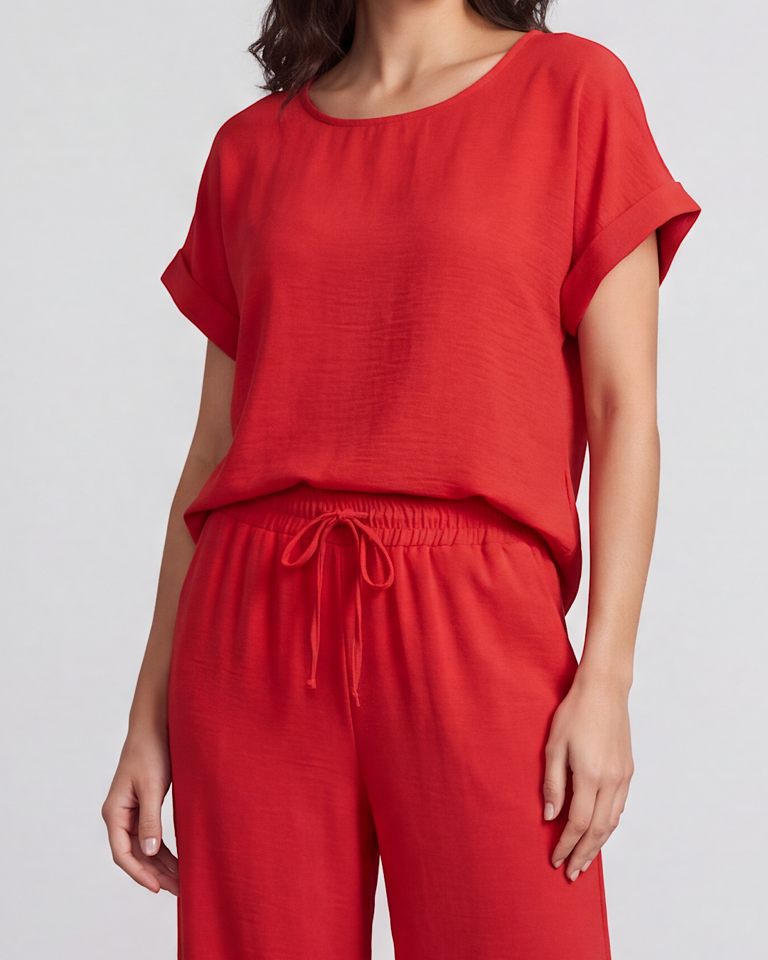 Red Top and Trousers Co Ord Suit