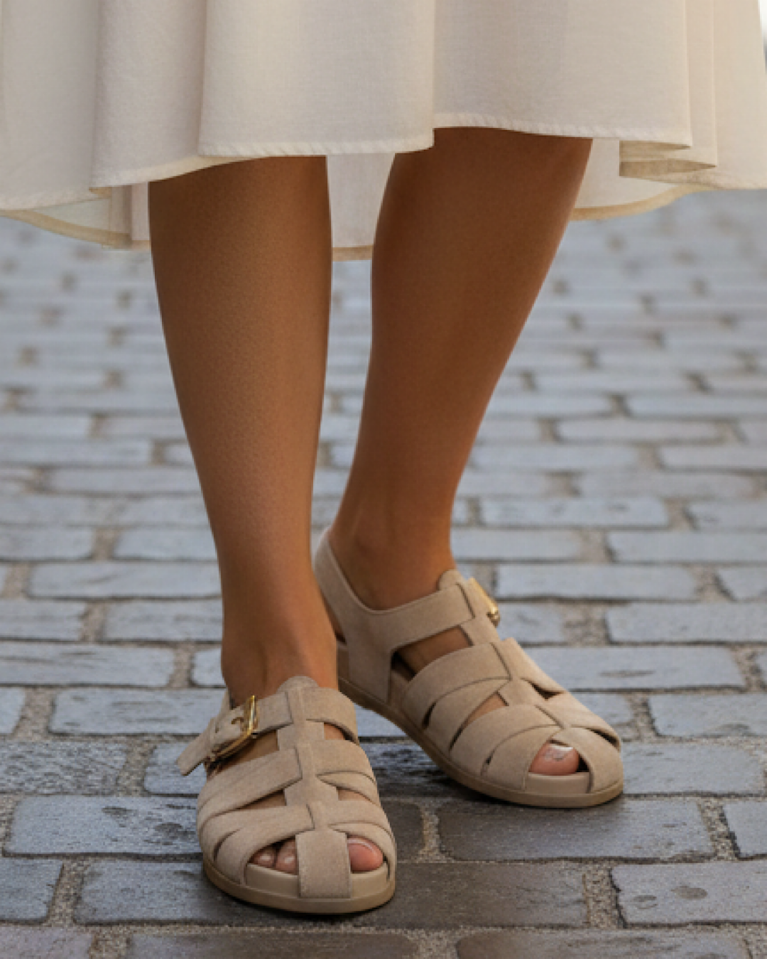 Beige Cage Mule Sandals