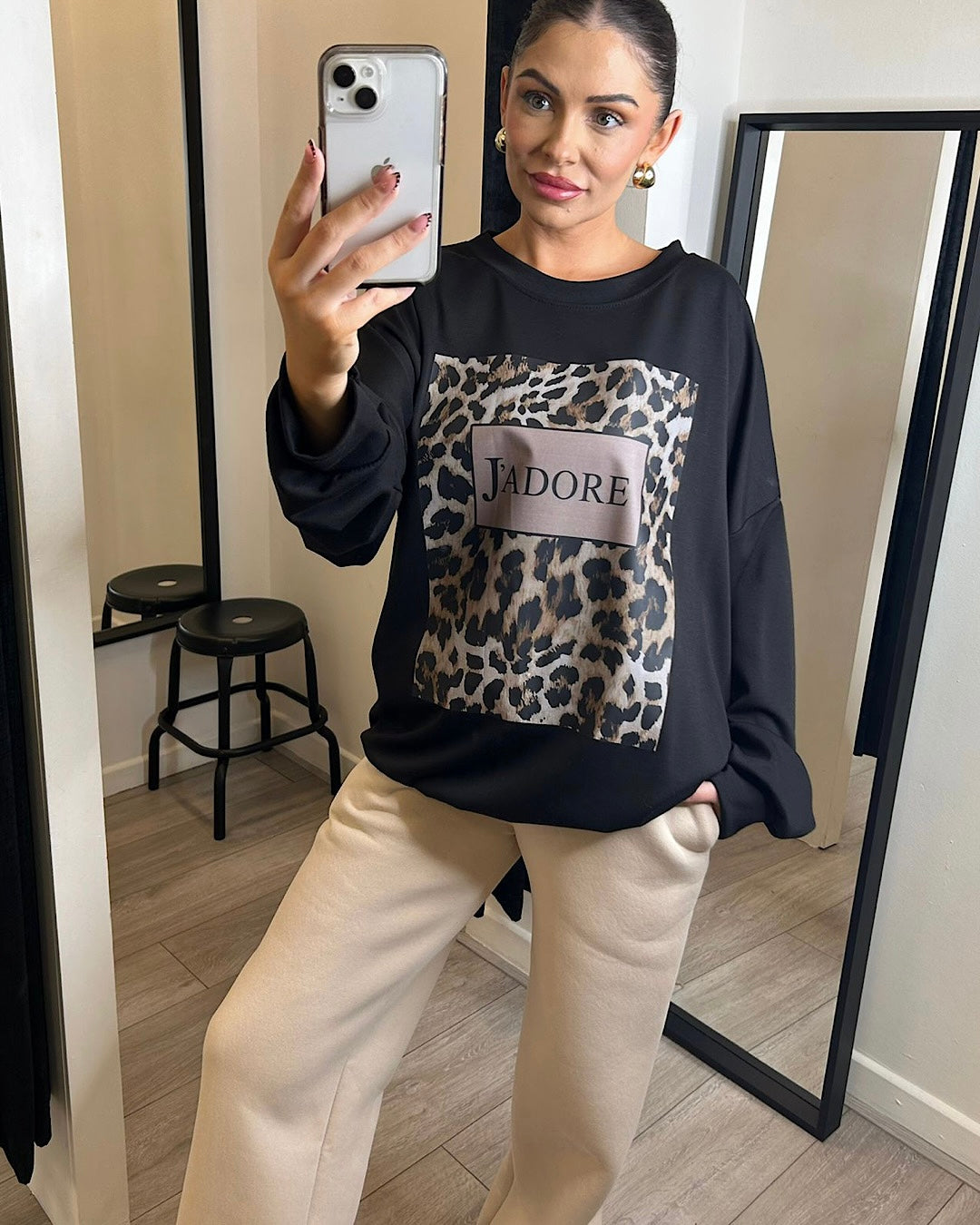 Black J’Adore Animal Print Sweat