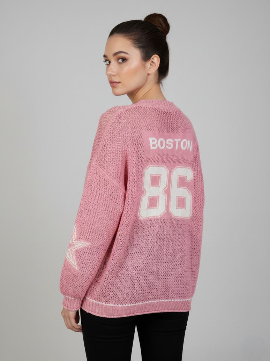 Pink Fishnet 86 Knit Top
