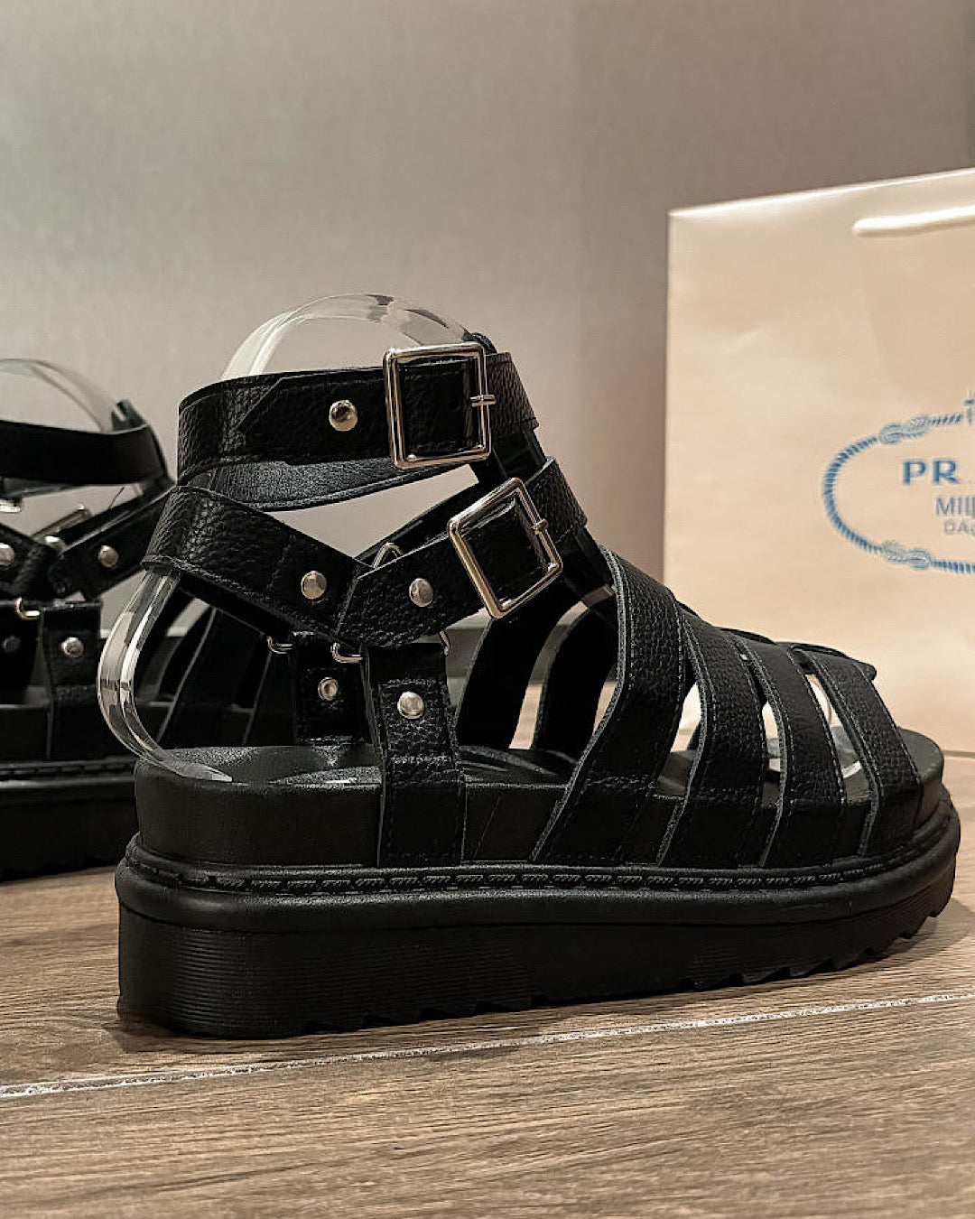 Black Platform Strap Sandals