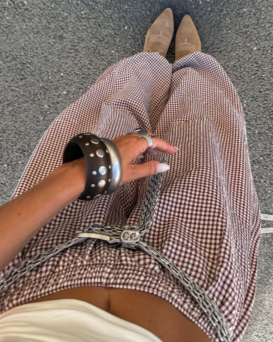 Burgundy Balloon Check Trousers