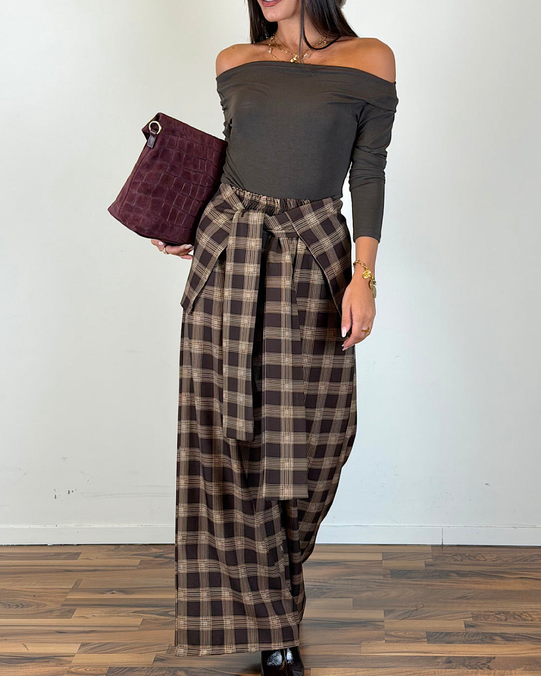 Brown Check Trousers