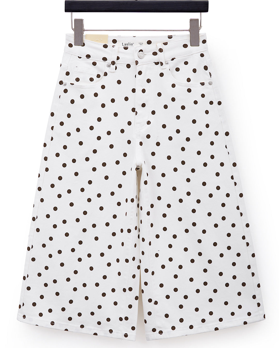 White Polka Bermuda Jeans