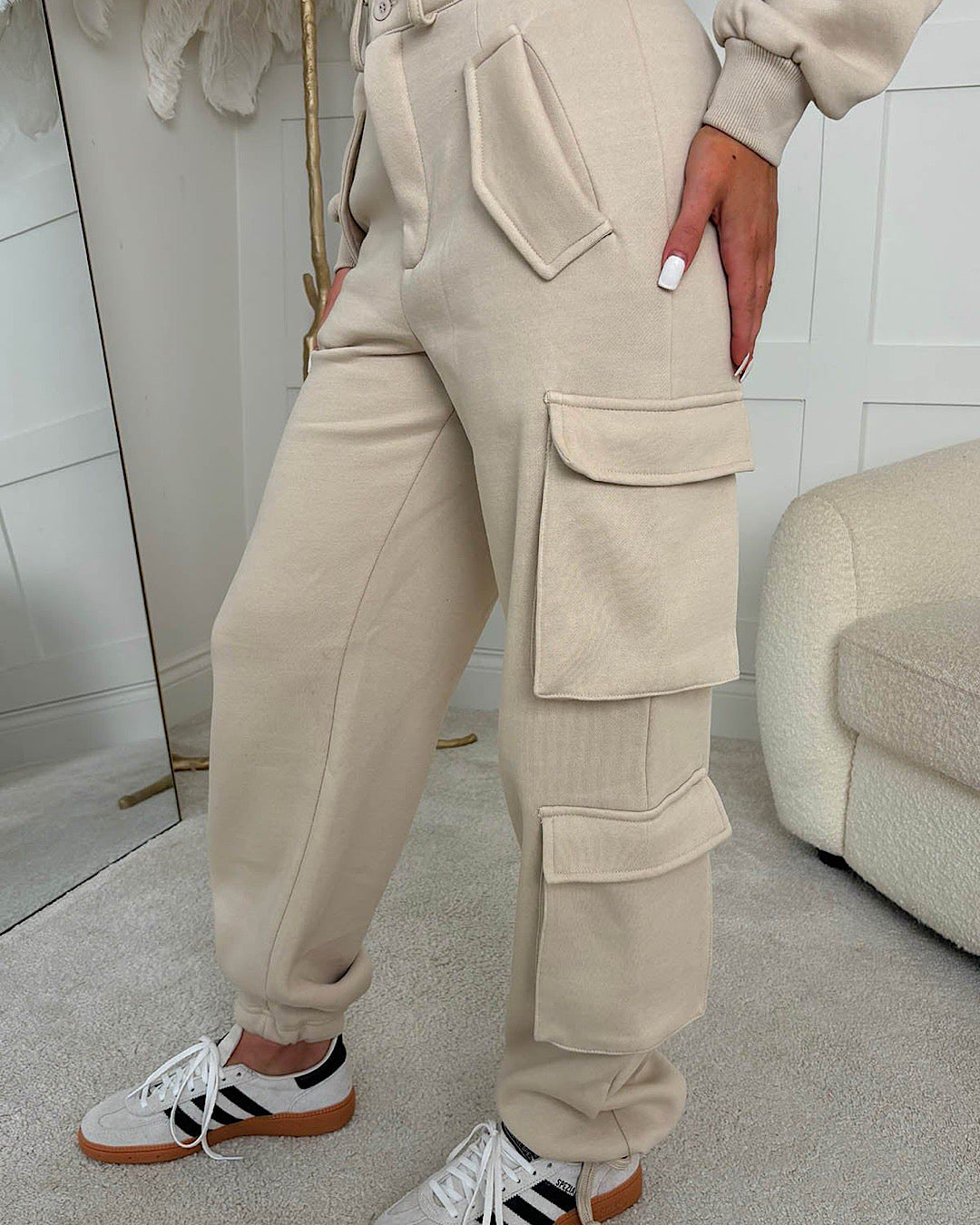 Beige Cargo Pocket Suit