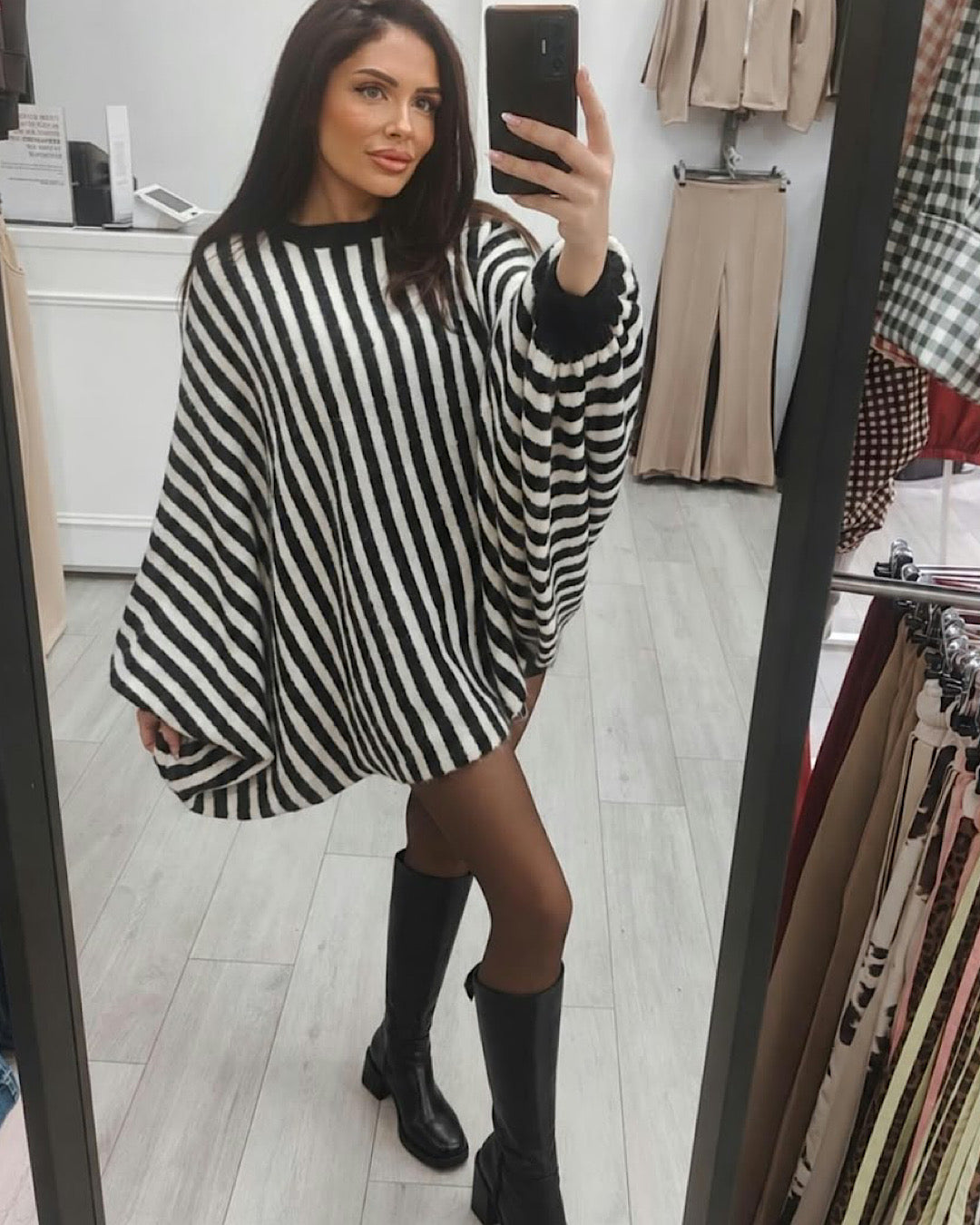Oversized Stripe Batwing Knit