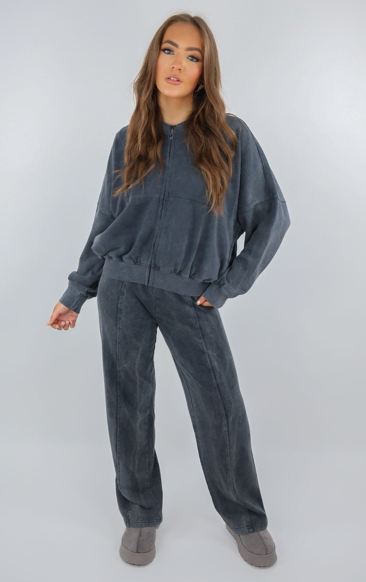 Acid Wash Bomber and Joggers Suit