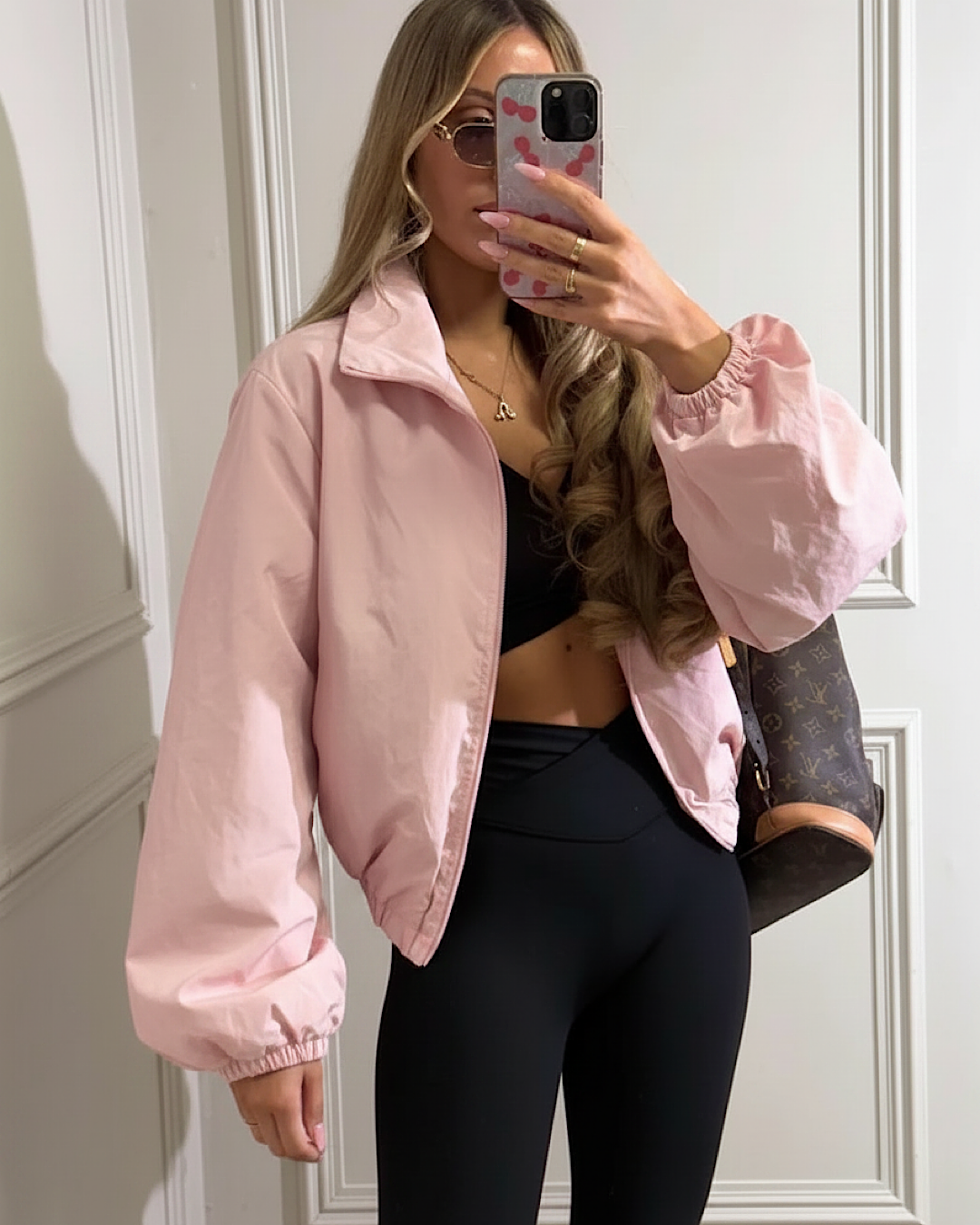Pink High Neck Nylon Jacket