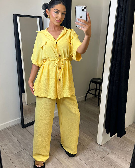 Yellow Shirt and Trousers Co Ord Suit
