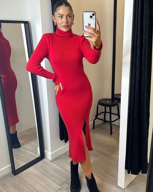 Red Polo Knit Dress