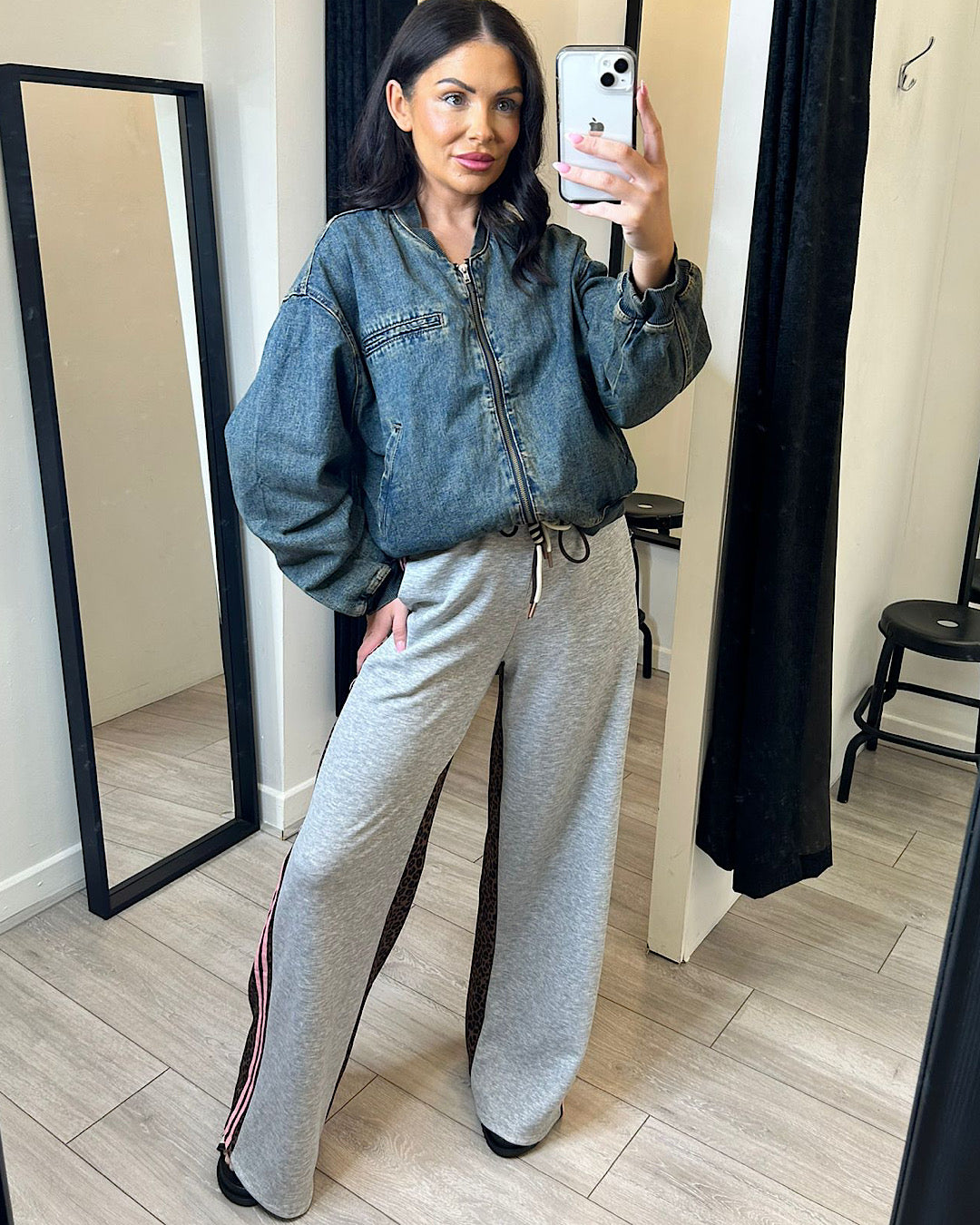 Leopard with Grey Wide Leg Joggers