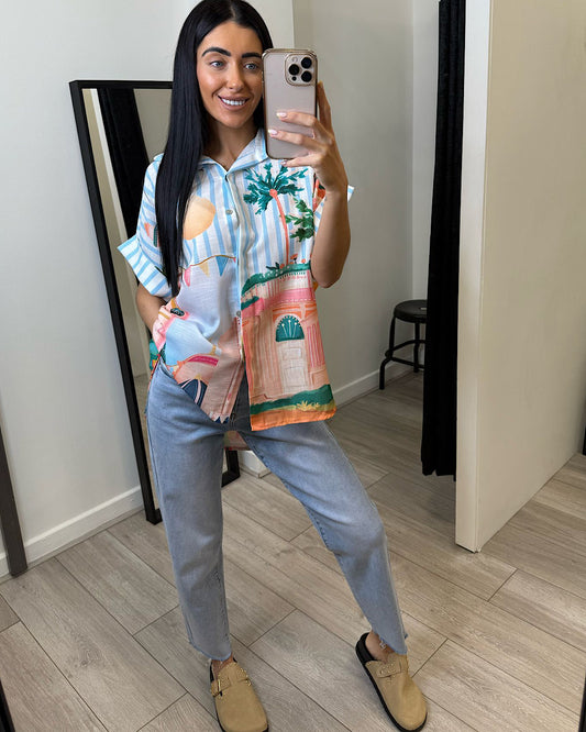 Oversized Tropical Short Sleeve Shirt