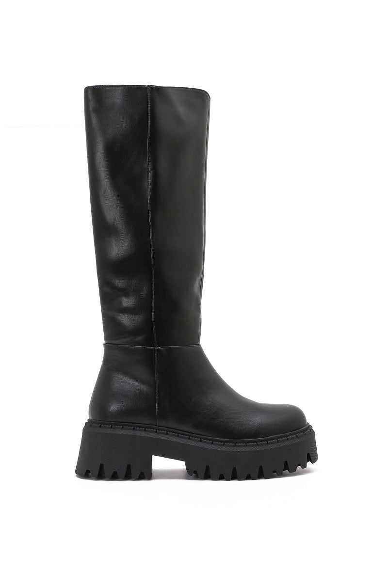 Black Below the Knee Platform Boots