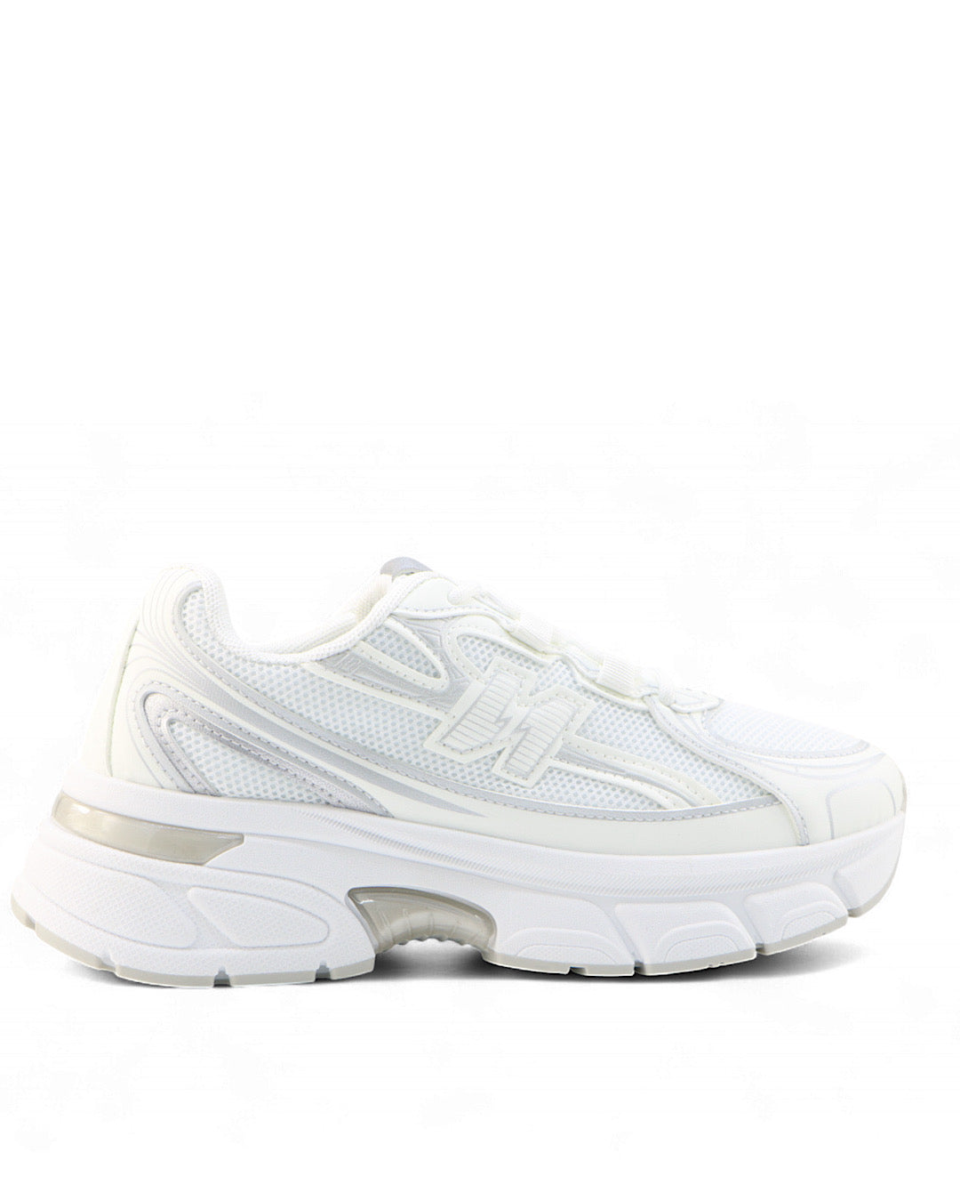 White with Grey Chunky Trainers