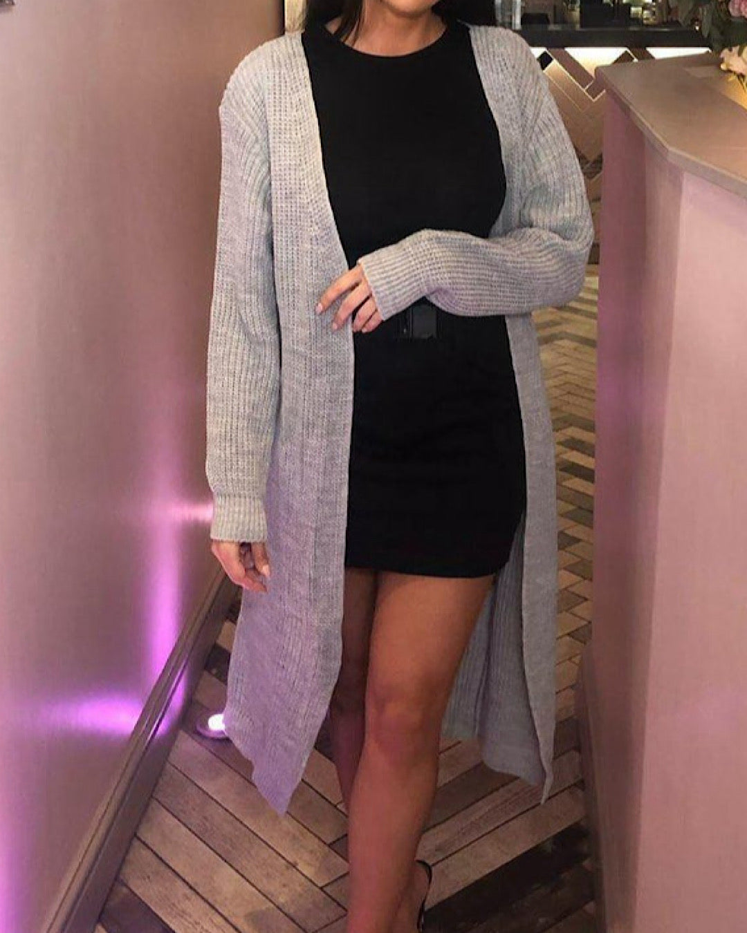 Grey Oversized Maxi Cardigan