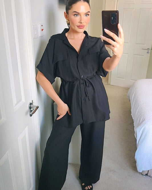 Black Shirt and Trousers Co Ord Suit